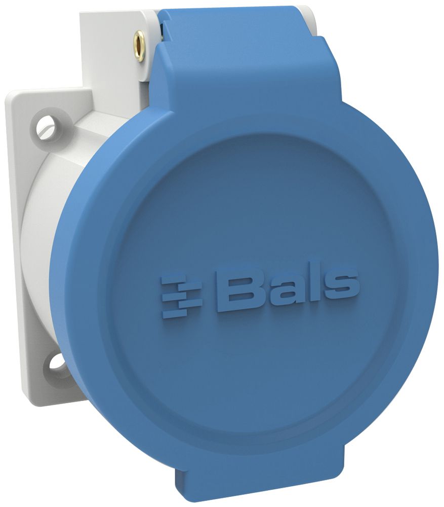 EB-Steckdose Bals QuickConnect Typ 13 3P 10A 230V blau IP55 vernickelt