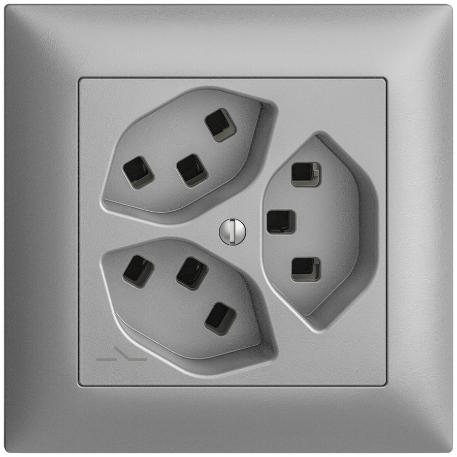 UP-Steckdose 3×T23 Feller EDIZIOdue FMI, 1×getrennt, Steckklemmen, silver