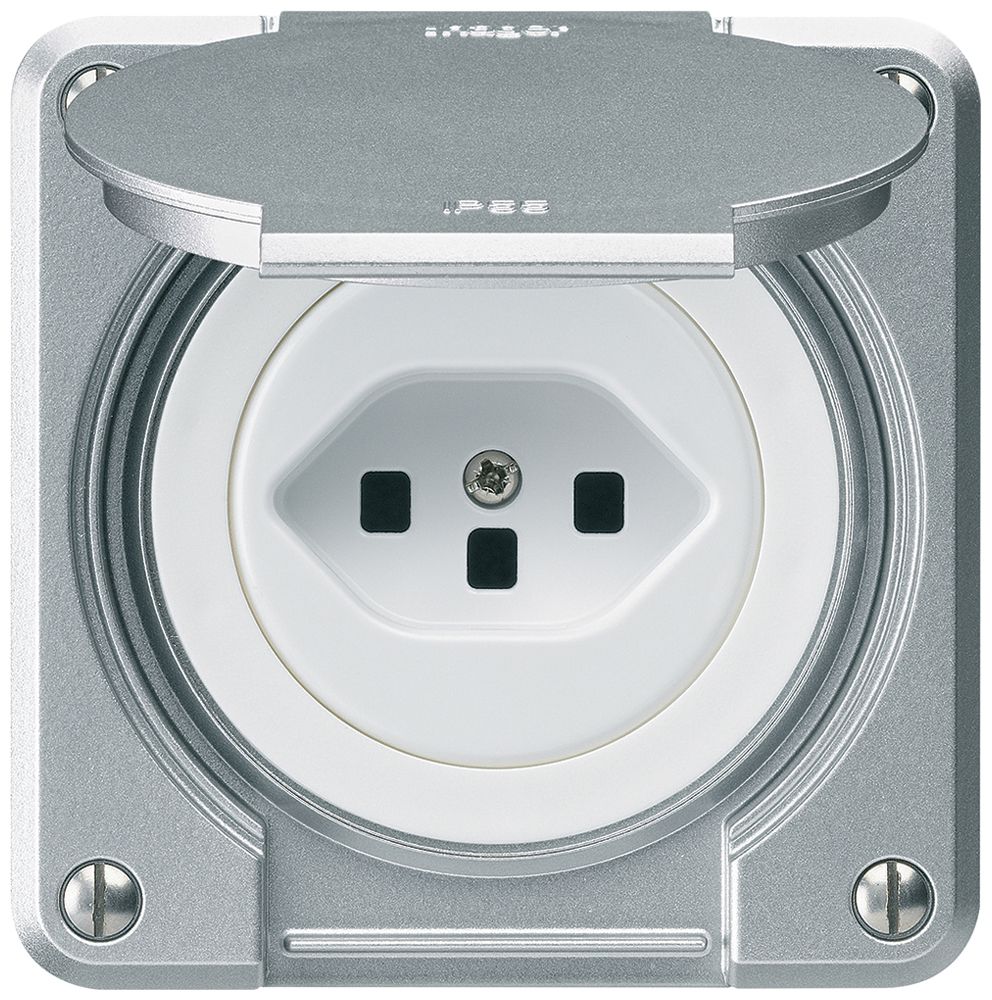 UP-Steckdose robusto C Typ 23 aluminium mit Steckklemmen