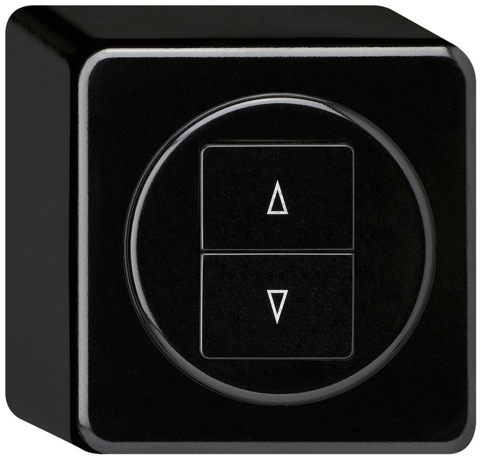 Interruttore per tapparella AP basico con 2 tasti di comando nero