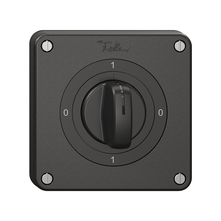 Drehschalter NEVO N.CO 0/3L, mit Drehgriff, KS, 0-1-0-1, schwarz