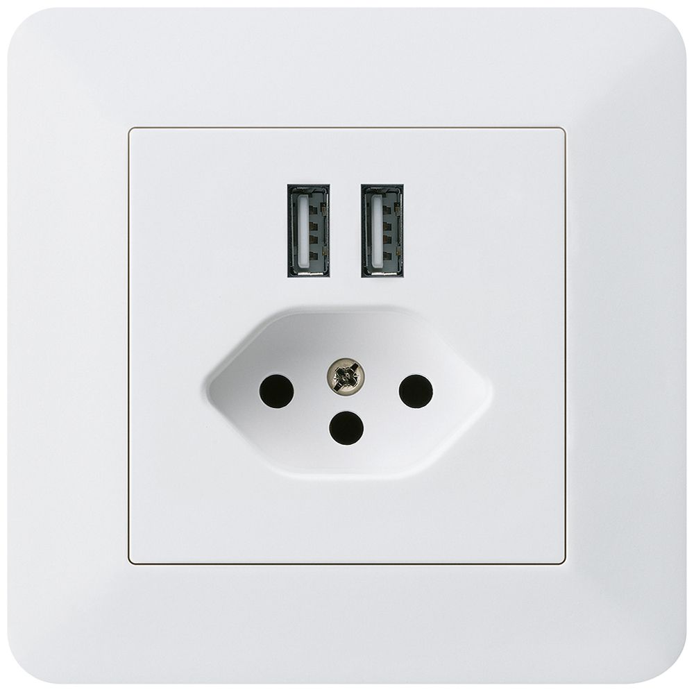 UP-Steckdose 2×USB & T13 kallysto.trend 2400mA weiss