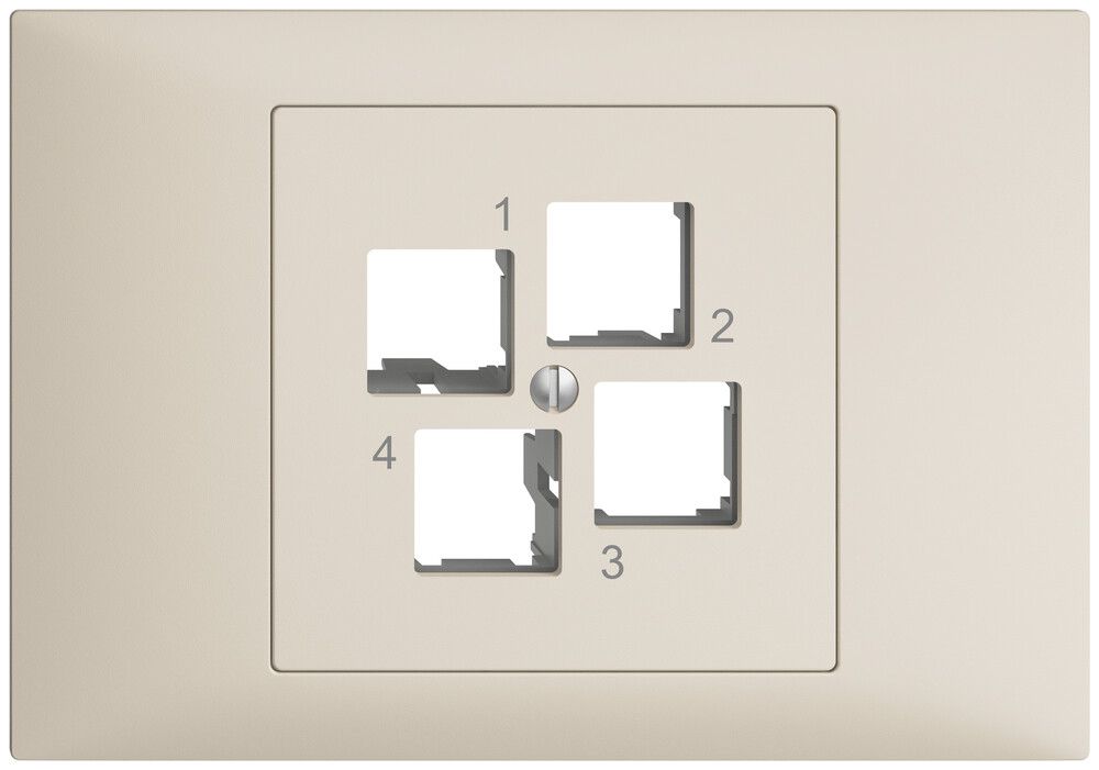 Kit di montaggio INS Edue BKE EASYNET S-One, per 4×RJ45, uscita dritta, crema