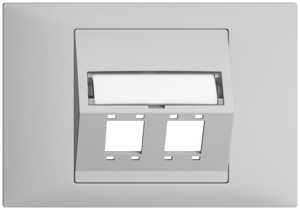 EB-Montageset EDIZIOdue BKE Schrägauslass 2×R&M Kat.5e/6/LC spezial, hellgrau
