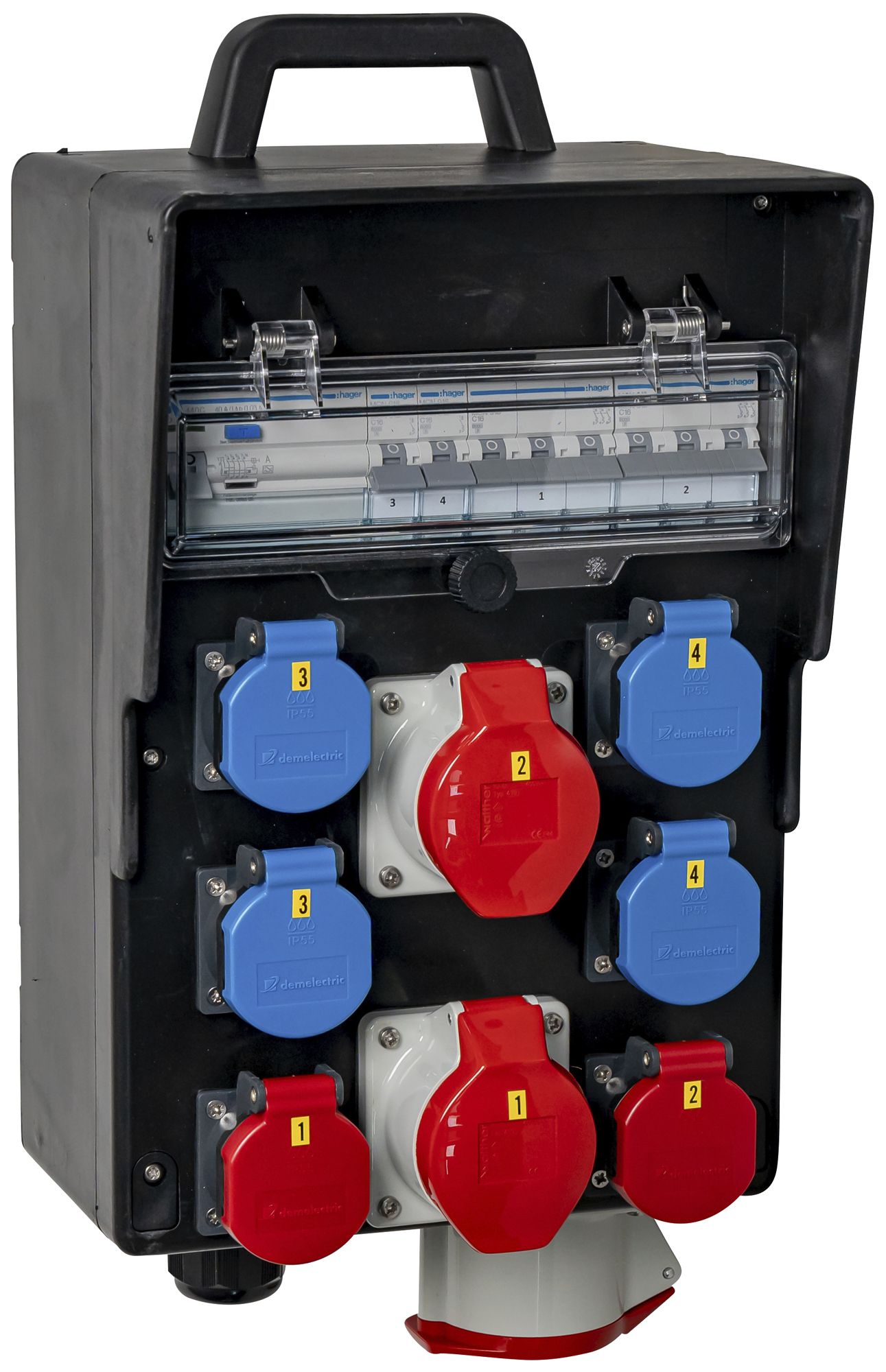 Stromverteiler DEM DB31248 32A 4×LS 1×FI 4×T23 2×T25 2×16A 1×32A
