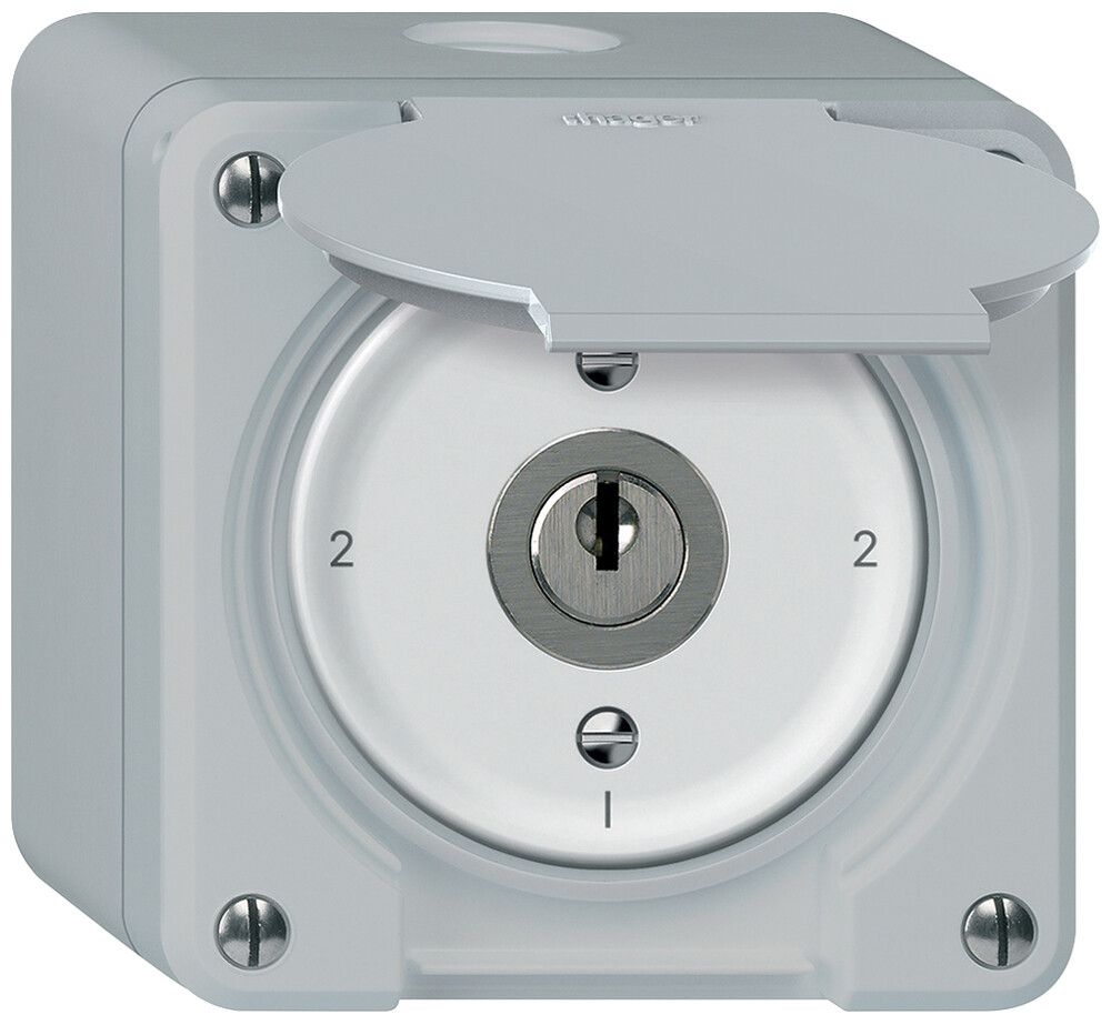 AP-Schlüsselschalter robusto Wechselschalter 16A 250V 86×86mm grau