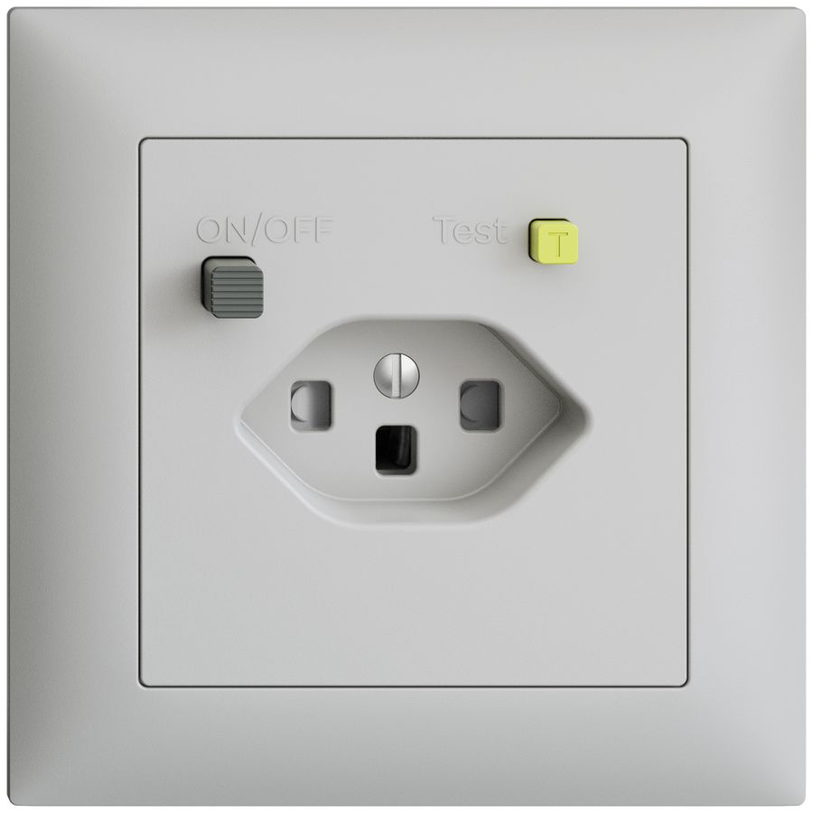 UP-Steckdose EDIZIOdue T23 FI 30mA FMI, shutter, hellgrau