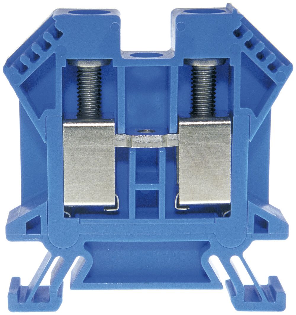 Borne de passage joignable Woertz Ex 6…16mm² 76A 1000V vis 2×1 rail DIN 35mm bl