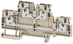 Durchgangs-Reihenklemme S2T 2.5 VL DL 2.5mm² 22A 800V SNAP IN 2×2 TH35 beige