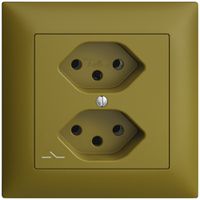 UP-Steckdose EDIZIOdue 2×T13 1×S olive mit Shutter