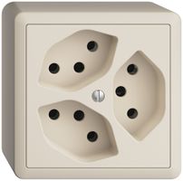 AP-Steckdose EDIZIOdue 3×T13 3×S crema mit Shutter