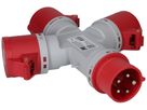 Deviatore incrociato MH 1×spina CEE 16A 3×presa CEE 16A rosso 400V IP44
