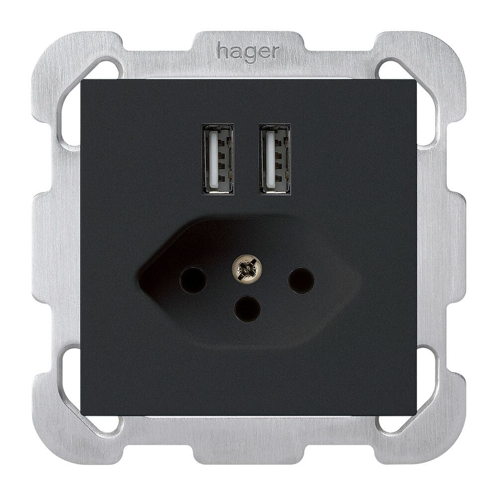 Presa INC 2×USB & T13 kallysto B 2400mA nero