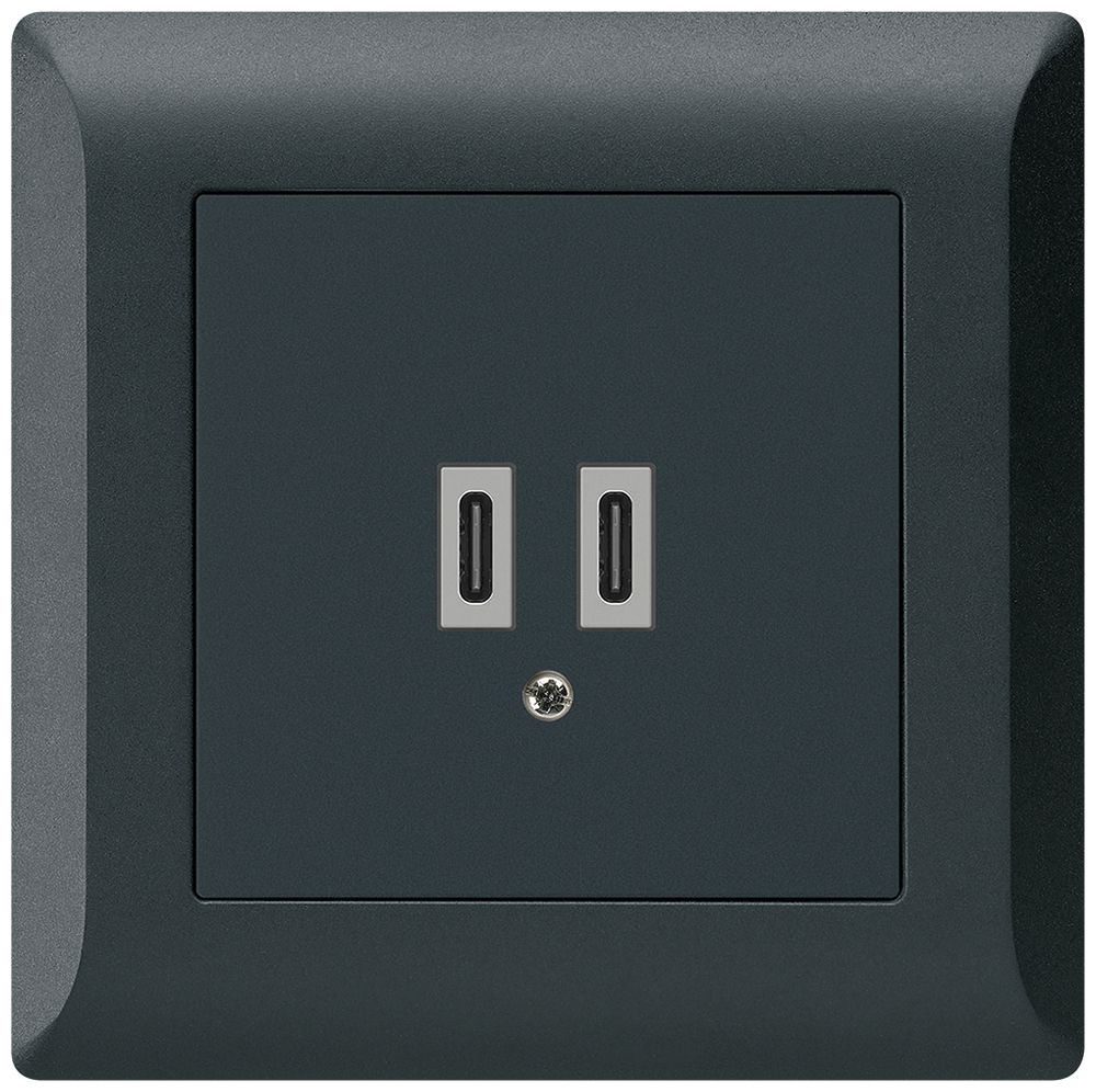 Prise de charge USB ENC Hager kallysto.line C-C 20W 5V 92×92mm noir