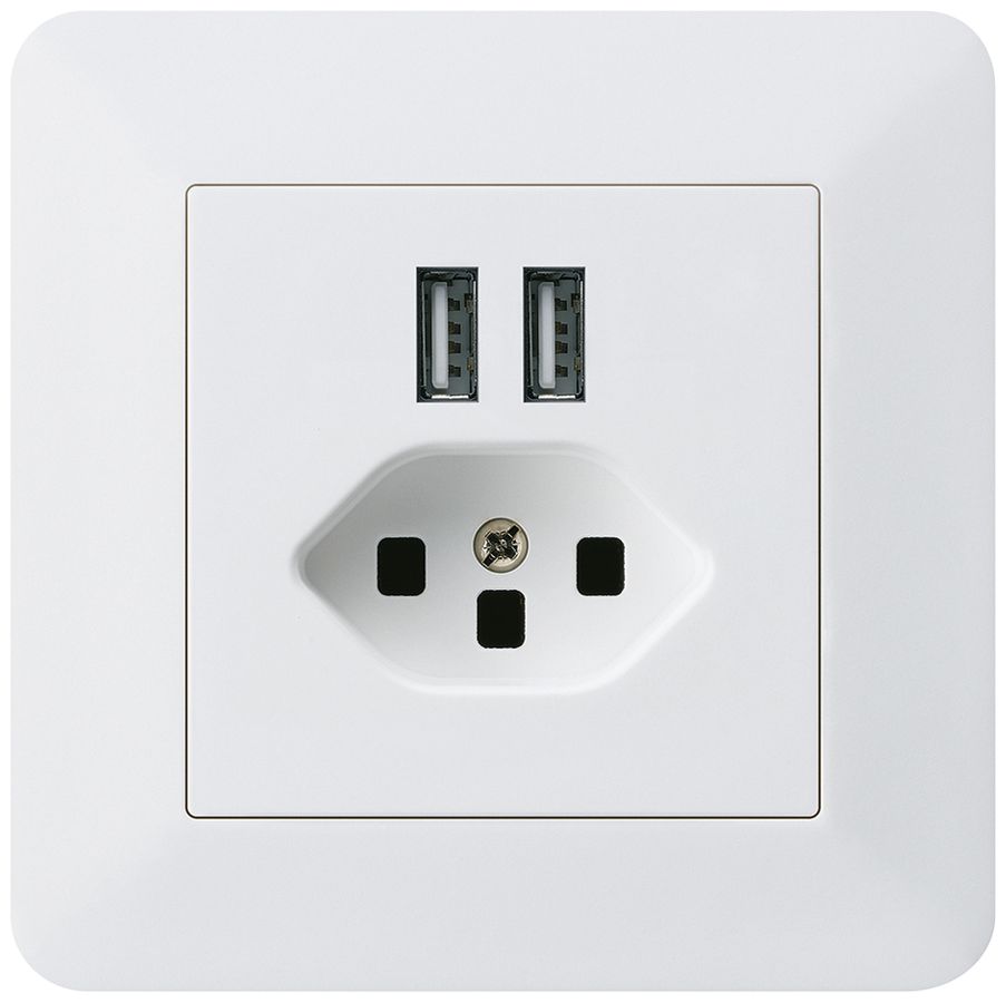 UP-Steckdose 2×USB & T23 kallysto.trend 2400mA weiss