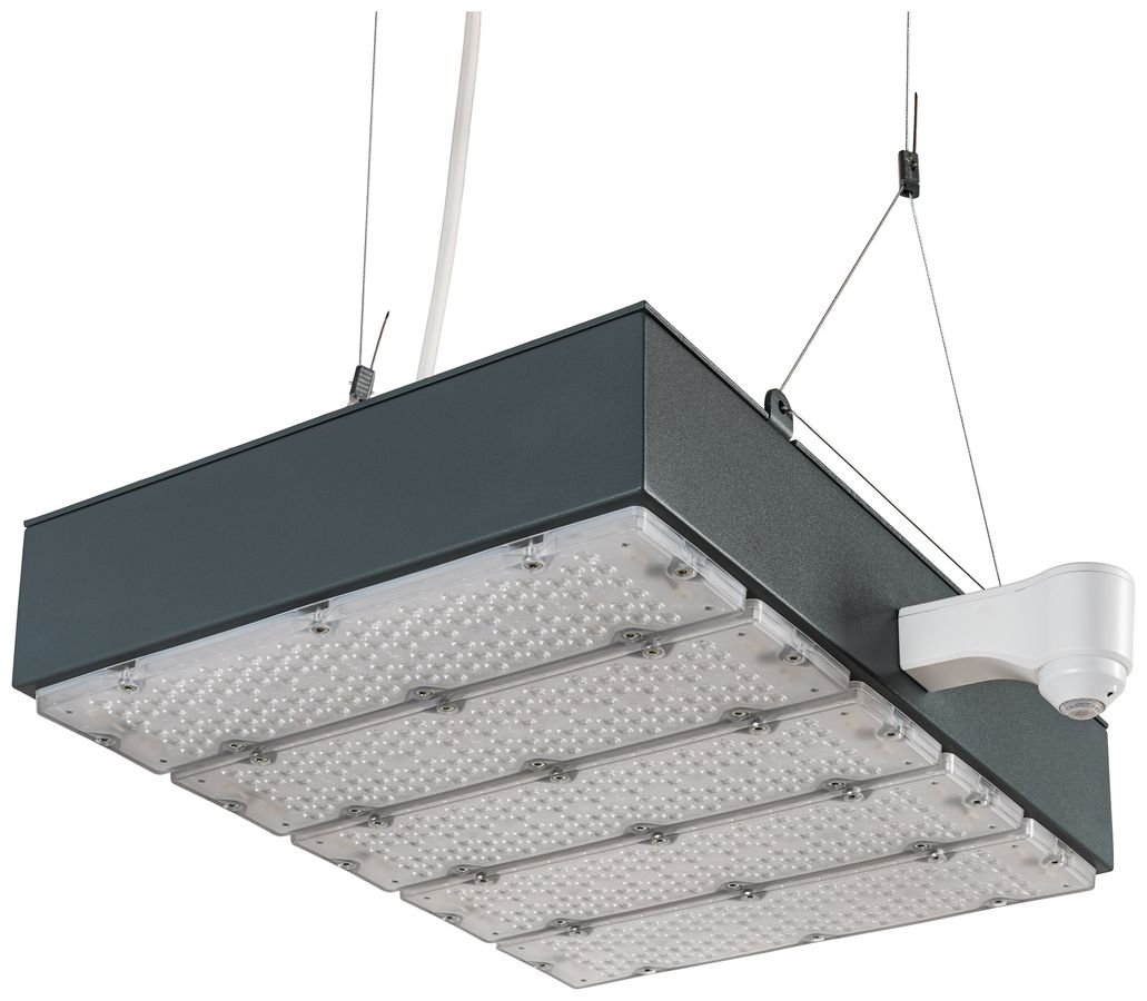 LED-Hallenstrahler Sylvania KubiXx WIDE PIR 140W 24400lm 840 IP65 DIM 412×460