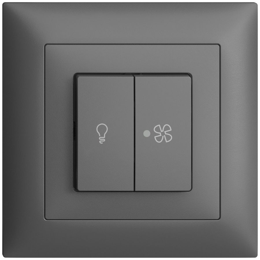 Interrupteur ENC pour lum.et ventilat. EDIZIOdue gris foncé, LED jaune