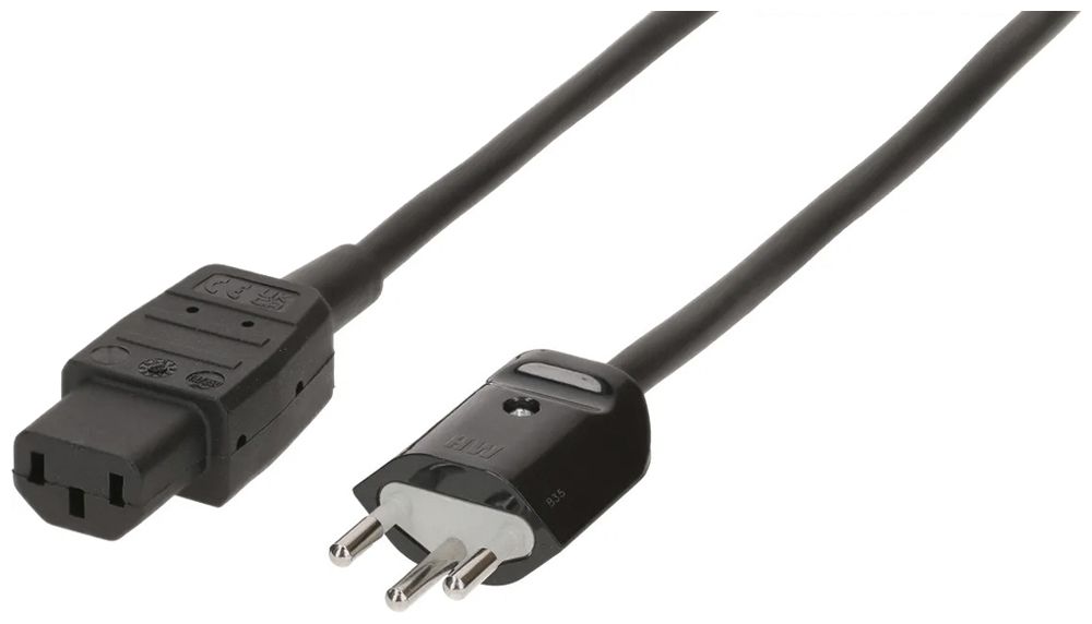 Apparatekabel MAX HAURI Td 3×1mm² 2m schwarz Stecker T12/C13