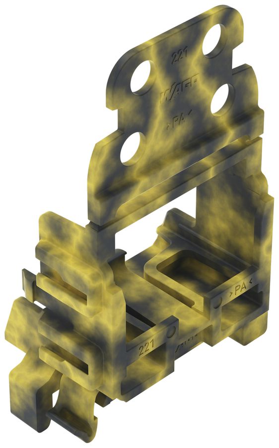 Adaptateur de fixation WAGO 221 avec décharge de traction 10L×4mm² DIN35 gr/jn