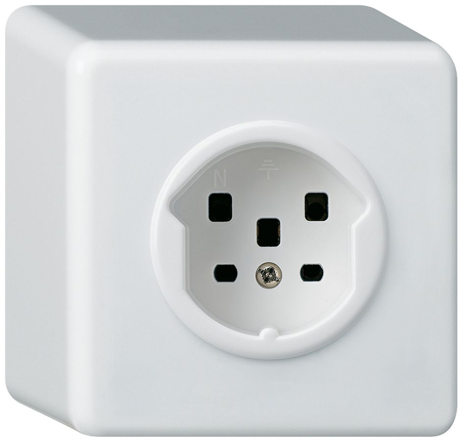 AP-Steckdose basico T25 weiss Schraubklemmen