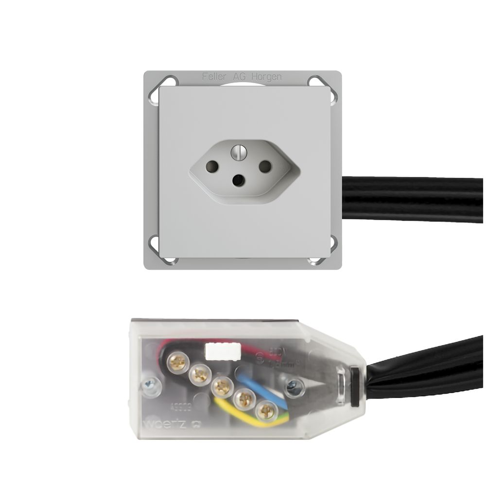 EB-Steckdose EDIZIOdue T13 L3 hellgrau für Flachkabel Technofil