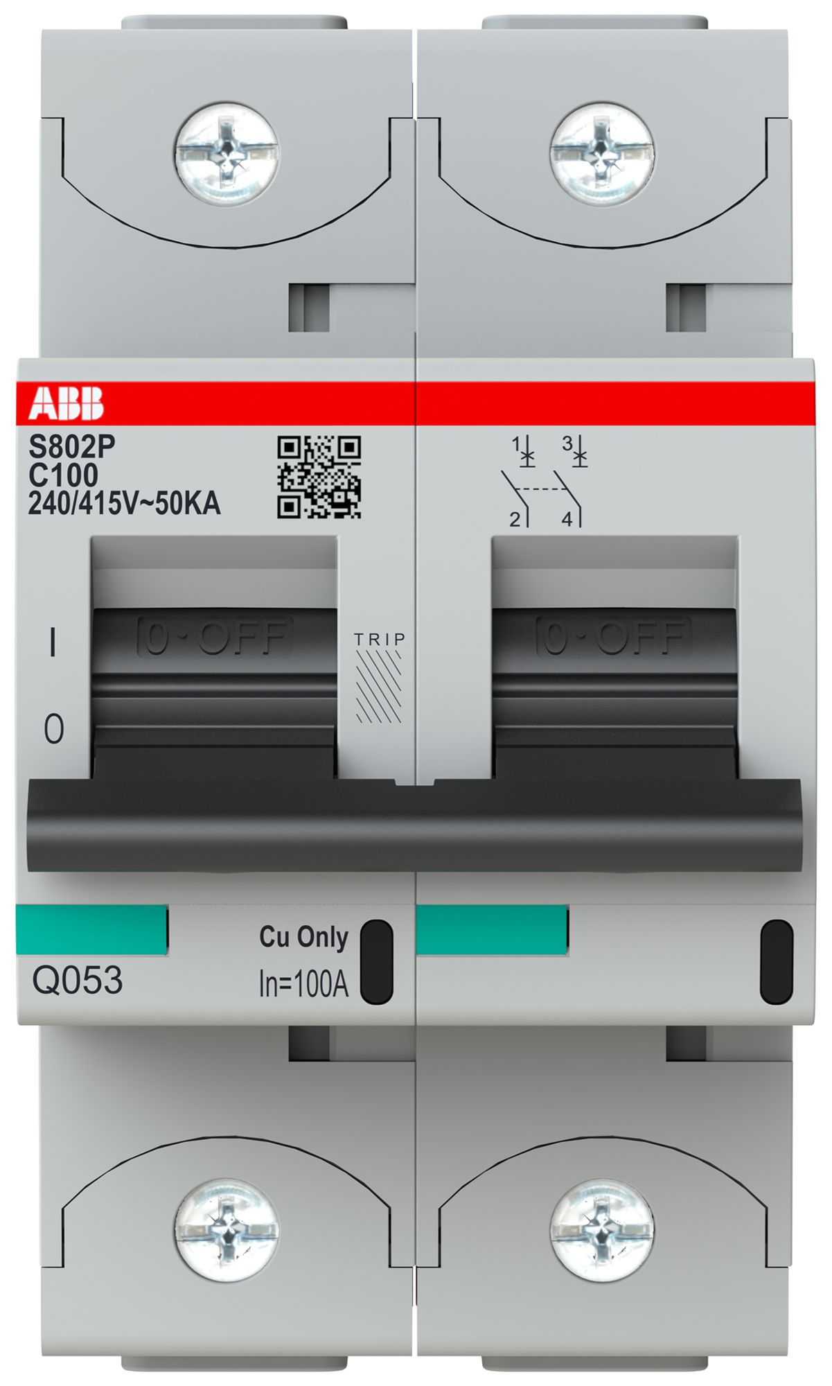 Leitungsschutzschalter ABB S802P-C100 2P 400V C-100A 50kA 3TE