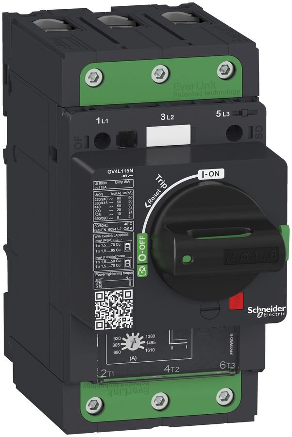 Salvamotore Tesys GV4L115B, 115A, magnetica, 25KA