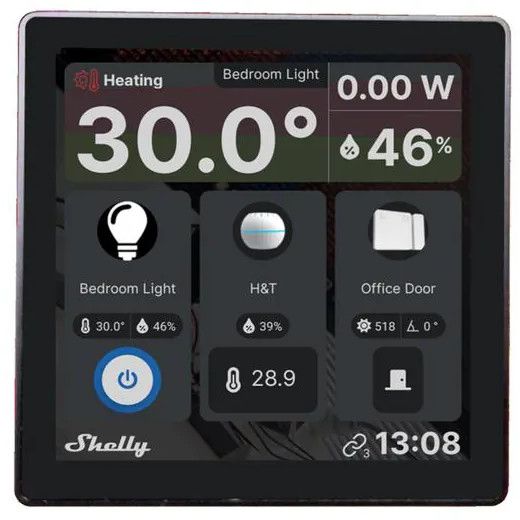 Shelly Android Wall Display black Touchscreen, Scenen, Steuern von Geräten