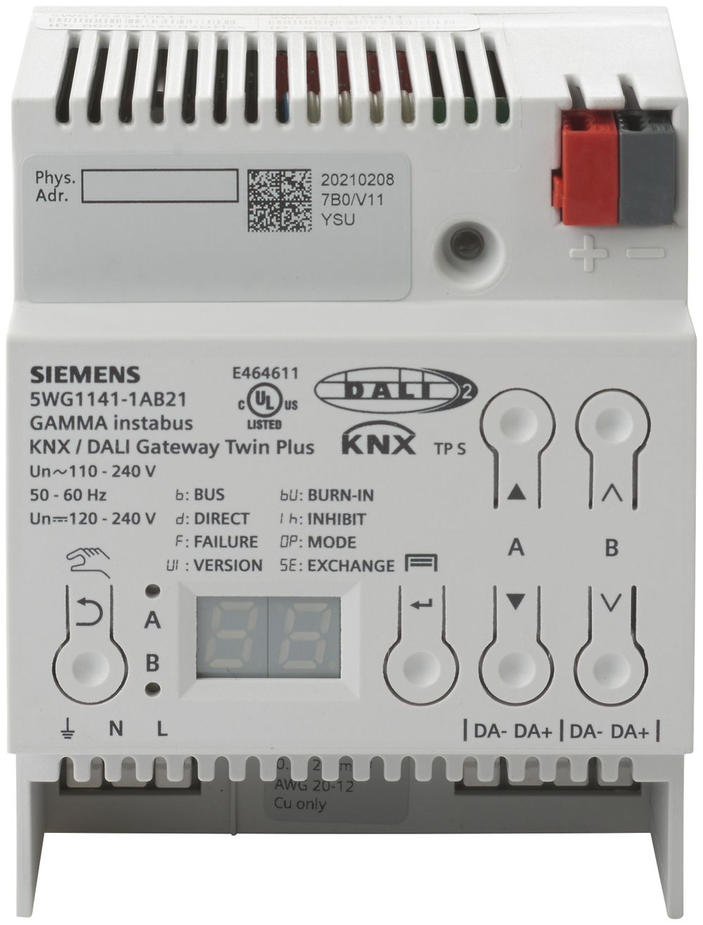 Gateway AMD KNX/DALI Siemens N141/21 Twin Plus, 2× 64 dispositifs + 10 capteurs