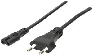 Apparatekabel MH, T26/C7, Tdlf 2×0.75mm² 3m, schwarz