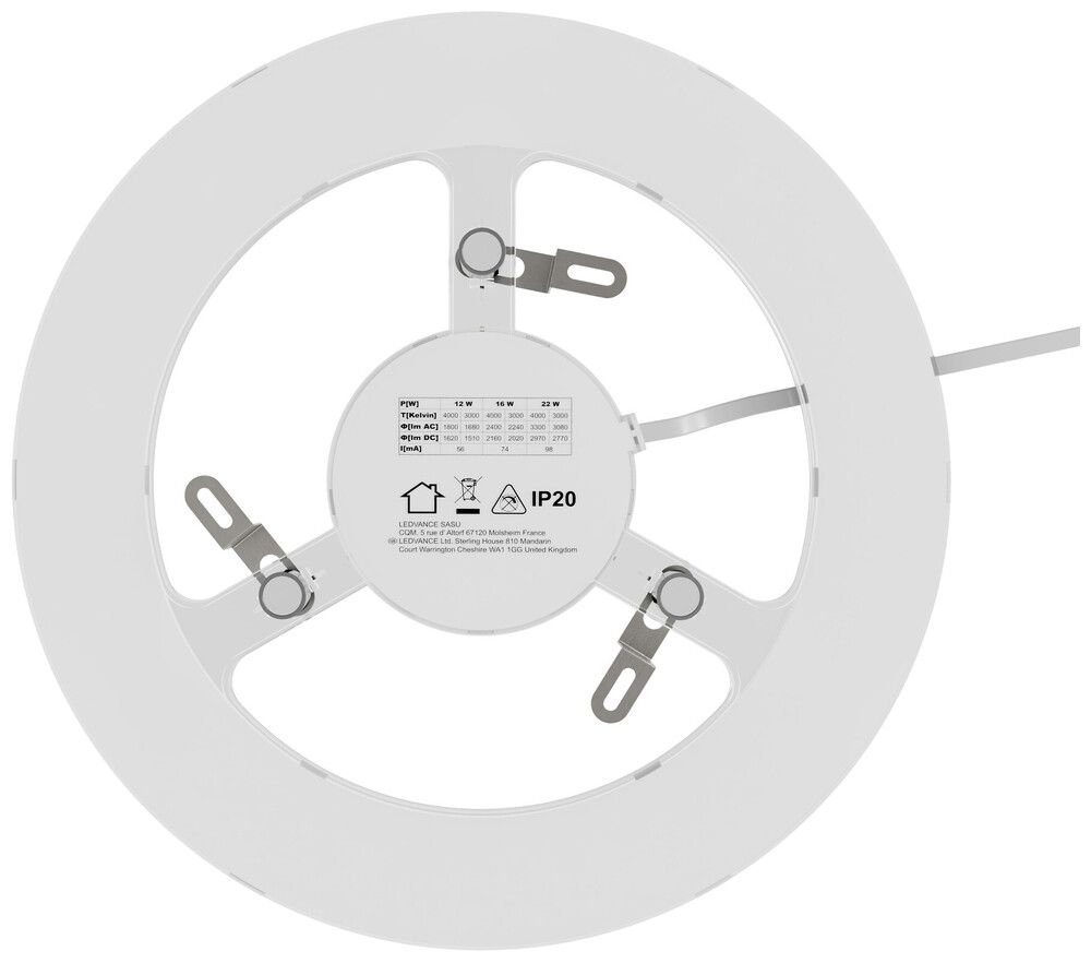 Insert lumineux LED LEDVANCE 220…240V 56…98mA 12…22W 1800…3300lm 3000…4000K Ø230