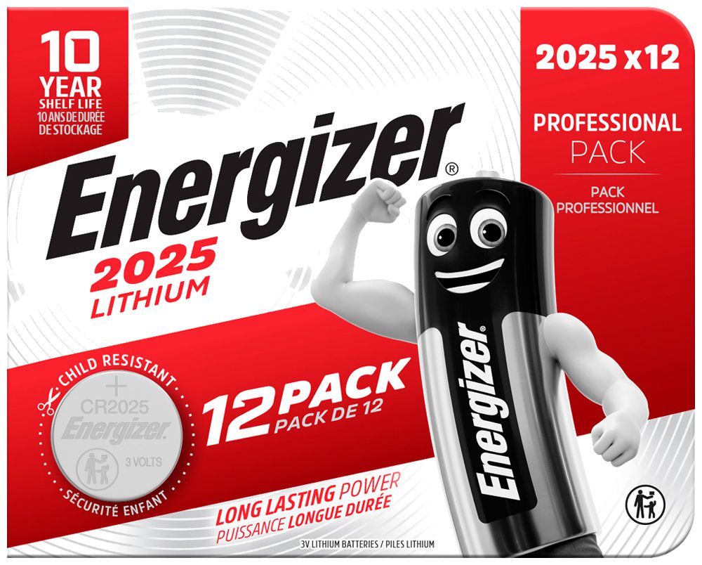 Knopfzelle Lithium Energizer CR2025, 3V, Box à 12 Stück