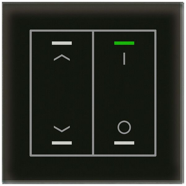 Poussoir KNX RGBW ENC MDT BE-GTL2TS.C1S 2t/4a temp.verre noir "jalousie"-"I/O"