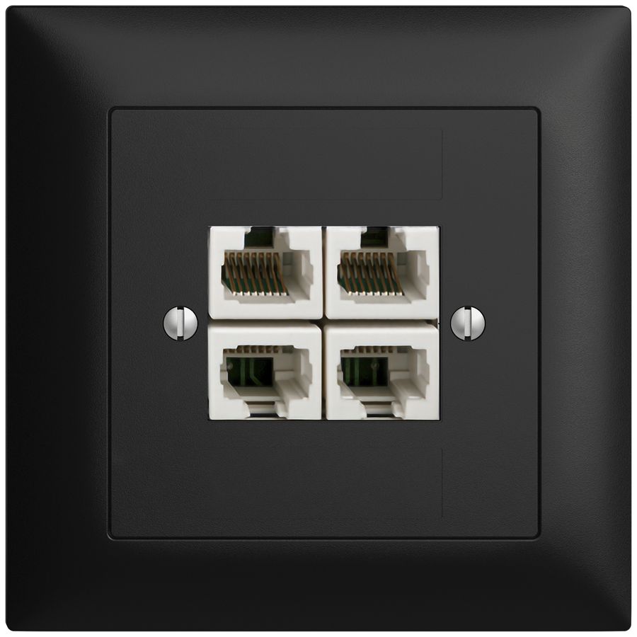 UP-Anschlussdose 4×RJ45/u 4P getr. EDIZIOdue schwarz ITplus