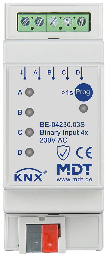 Ingresso binario KNX AMD MDT BE-04230.03S 4×ingr IN:230VAC 2UM