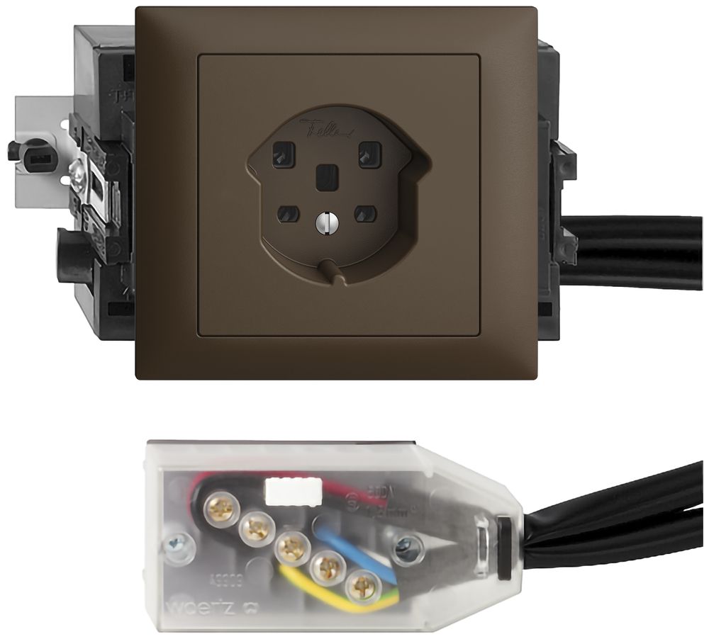 Prise INC EDIZIOdue T25 coffee 49…69mm pour câble plat Technofil