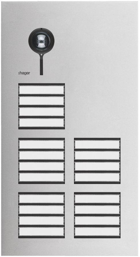 Aussenstation Video Hager elcom.one 2-Draht für 20Wohnungen Edelstahl