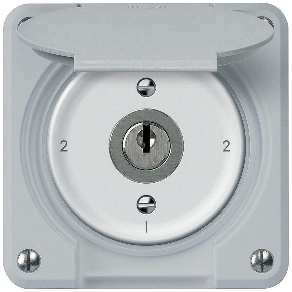Interruttore a chiave robusto deviatore 16A 250V 86×86mm grigio