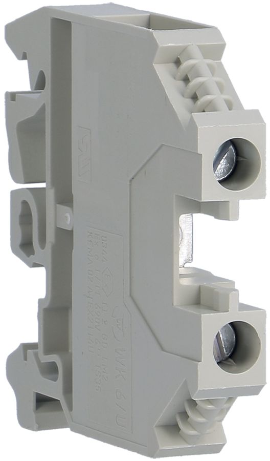 Borne de passage Hager 6mm², L, 1000V, à vis, ouvert sur le côté