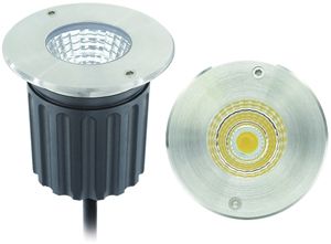 Lampada da terreno LED INS TERRA 24VDC 6W 470lm 2700K IP67 nero/acciaio