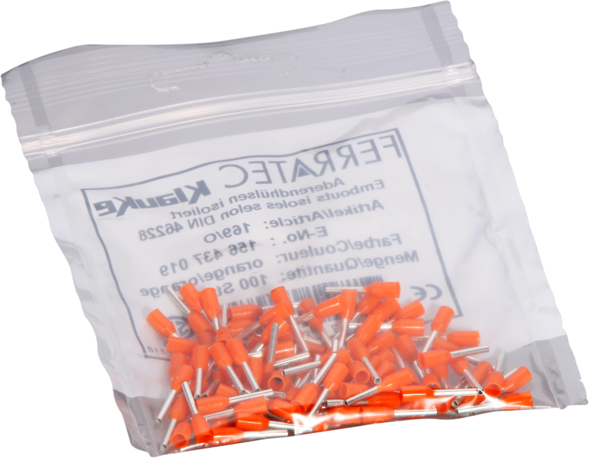 Embout de câble type A isolé 0.5mm²/8mm orange