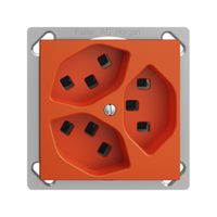 EB-Steckdose 3×T23 16A orange EDIZIOdue, mit Steckklemmen