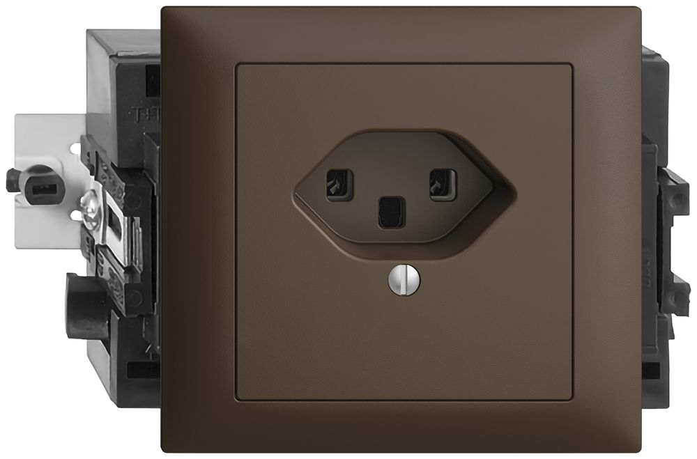 EB-Steckdose EDIZIOdue T23 16A coffee 53mm, Schraubklemmen
