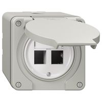 Kit di montaggio NAP Feller freenet, per uscita diritta, doppio, grigio chiaro