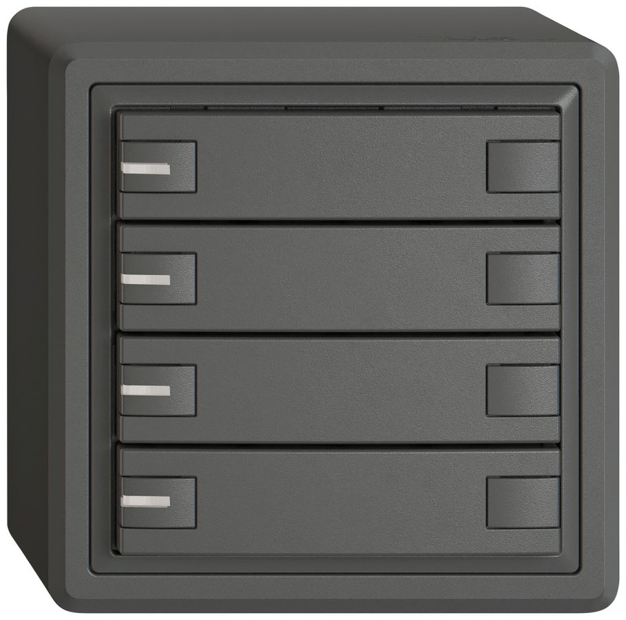 Poussoir KNX RGB AP EDIZIO.liv SNAPFIX® capteur temp.RGB-LED 4× comm.2T grf