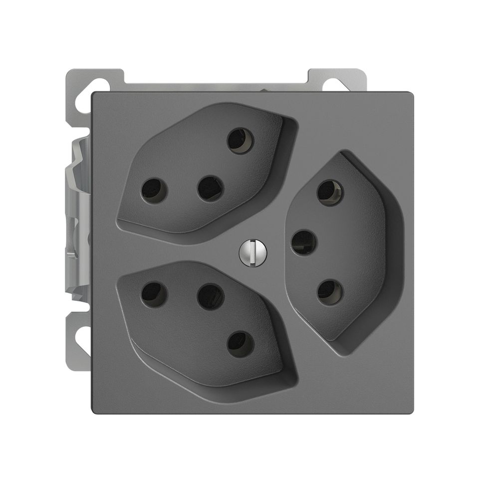 AP-Steckdose EDIZIOdue 3×T13 3×S Kombi-Einsatz dunkelgrau