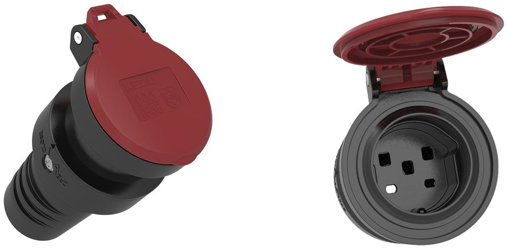 Kupplungssteckdose Typ 25 Ferratec 3L+N+PE 16A 400V gerade Gummi IP55 sz-rt