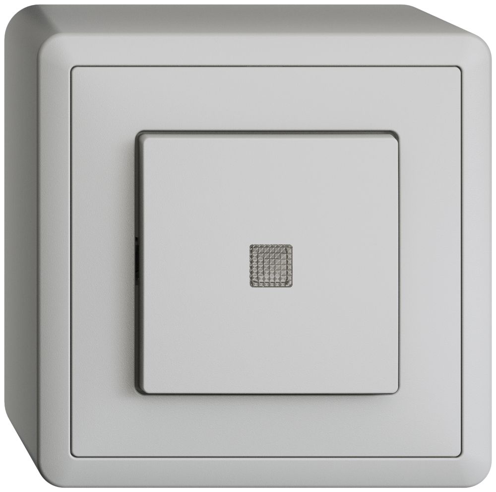 AP-Leuchtdruckschalter EDIZIOdue 3/1L hellgrau, mit Linse, LS, LED gelb