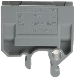 Abzweigklemme Woertz 2.5…6mm² 41A 750V Schraubanschluss 2×1 G-Schiene grau
