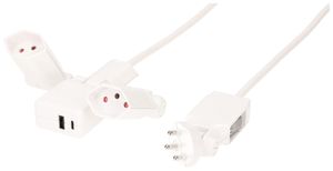 Mehrfachsteckdose MH Clip-Clap 2×T13 USB A+C 18W Td 3×1mm² 2m weiss